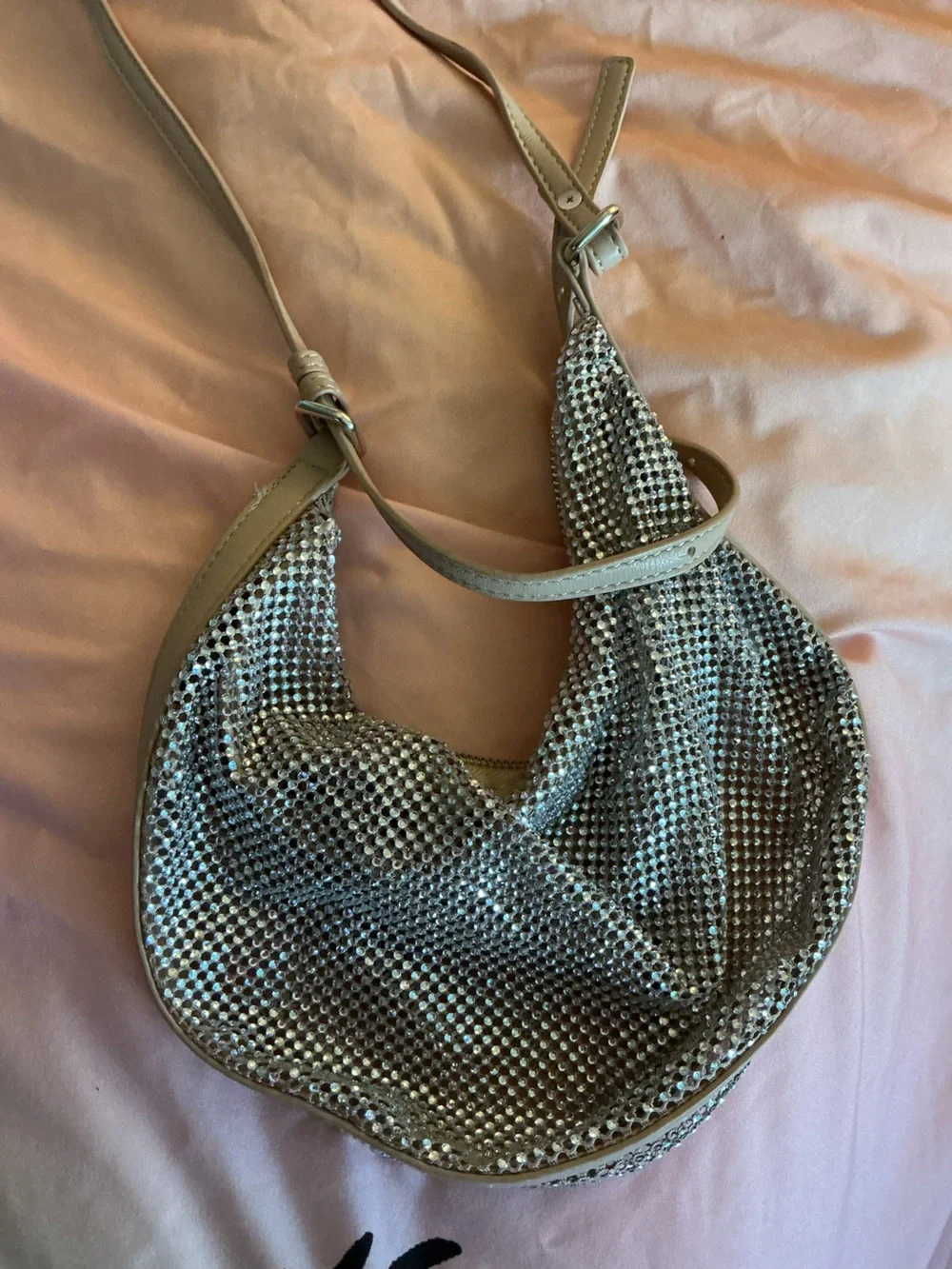 Forever 21 Rhinestone Silver Crystal Mesh Shoulder Bag NWOT